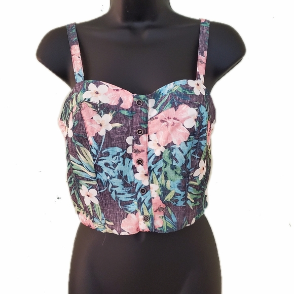 Juniors Xhilaration Floral Crop Top Size Medium - Picture 1 of 4